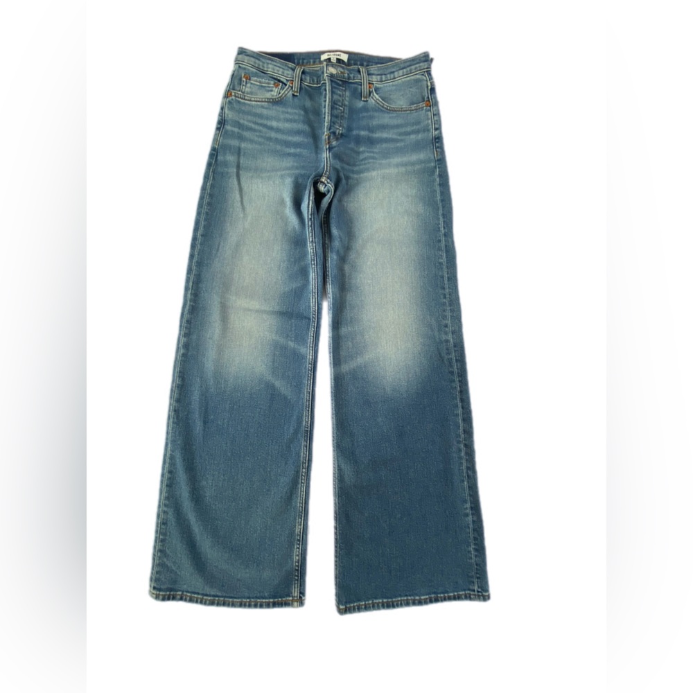 Re/done 70s mid Rise Stove Pipe  wide leg jeans size 28 - Picture 8 of 12
